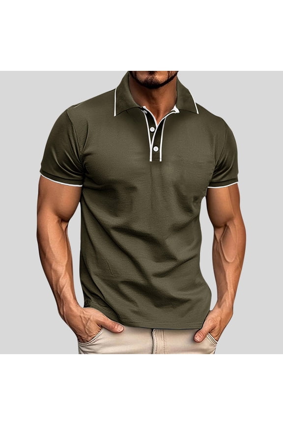 Mens Shirts Classic Fit ColorBlock Polo Shirt Stretch Comfortable Rugged Style Top for Business Ready Tee