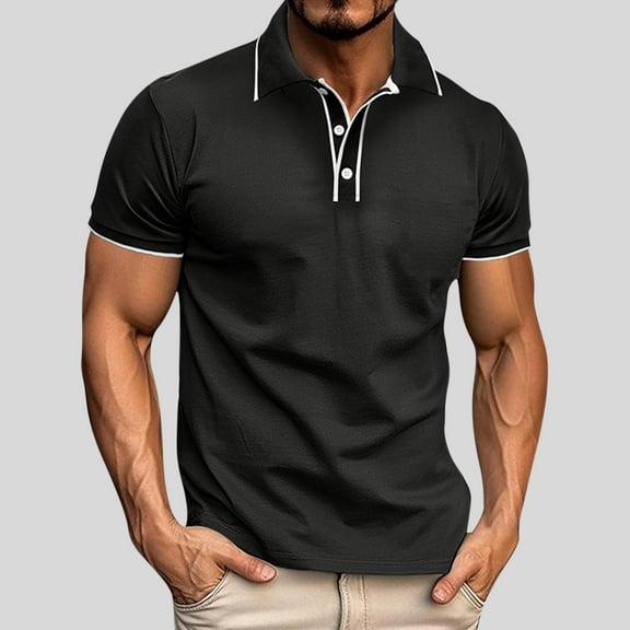 Yiliang Mens Shirts Classic Fit ColorBlock Polo Shirt Stretch Comfortable Rugged Style Top for Business Ready Tee