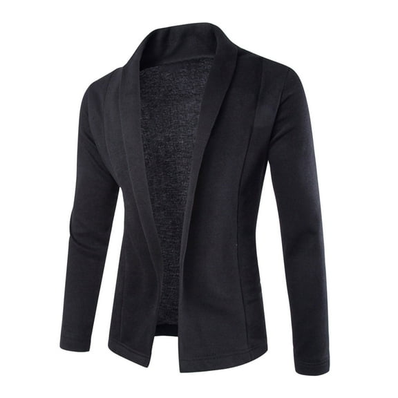 Yiliang Mens Slim Fit Dress Wool Coat Notched Collar Timeless Jacket for Formal Occasion,Black,2XL