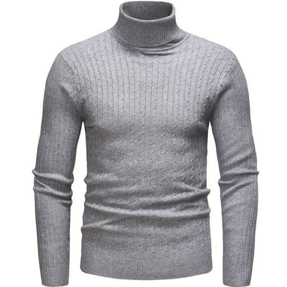 Yiliang Mens Slim Fit Turtleneck Pullover Sweaters Basic Tops Knitted Thermal Fall and Winter Long Sleeve Warm and Thermal Top Clothes ,Dark Gray,L