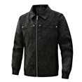 thumbnail image 1 of Yiliang Mens Suede Leather Jacket Zip Up Water Proof Coat Warm Insulated Fall and Winter Season Clothes,Black,M, 1 of 3