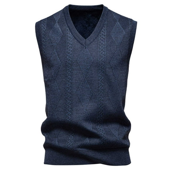 Yiliang Mens Sweater Vest Fall and Winter Long Sleeve Warm and Thermal Top Clothes ,Navy,2XL