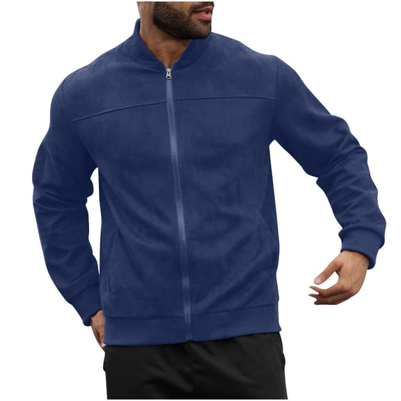 Yiliang Mens Track Jacket Zip Up Lightweight for Fall Season Retro Hip Hop Jacket Activewear Sport Jacket,Dark Blue,M