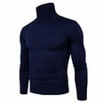 thumbnail image 1 of Yiliang Mens Turtleneck Cable Knit Sweater Fall and Winter Long Sleeve Warm and Thermal Top Clothes ,Blue,XL, 1 of 6