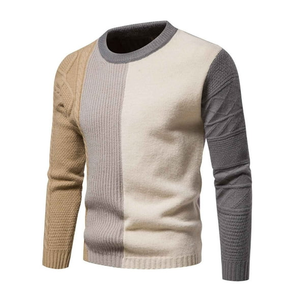 Yiliang Mens Turtleneck Cable Knit Sweater Fall and Winter Long Sleeve Warm and Thermal Top Clothes ,Khaki,L