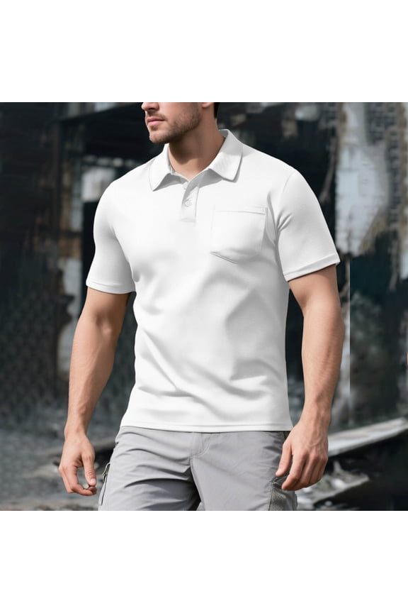 Mens Vintage Wrinkle Free Polo Shirt Stretch Comfortable Summer Top business Ready Tee
