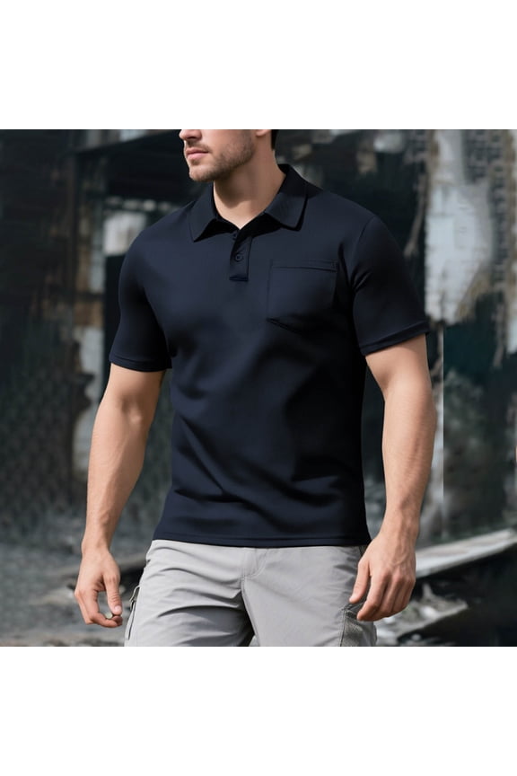Mens Vintage Wrinkle Free Polo Shirt Stretch Comfortable Summer Top business Ready Tee