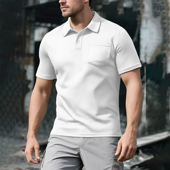 Yiliang Mens Vintage Wrinkle Free Polo Shirt Stretch Comfortable Summer Top business Ready Tee