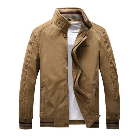 Yiliang Mens Workout Jacket Mountain Tactical Jacket Windbreaker Fall Coat for Hiking,Khaki,S