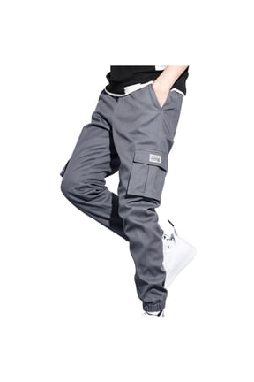 Mens XL,Gray,Loose Fit Casual Cargo Work Pants Baggy Camo Tactical Ripstop Scrub Resistant Combat Trousers