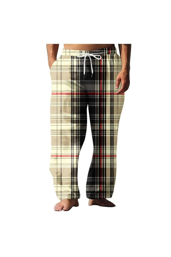 Pajama Pants for Men Pajama Pants Soft Lightweight Open Hem Lounge Pants Jersey PJ Bottoms with Pockets and Drawstring ,3XL,Khaki