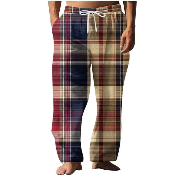 Yiliang Pajama Pants for Men Pajama Pants Soft Lightweight Open Hem Lounge Pants Jersey PJ Bottoms with Pockets and Drawstring ,M,Wine