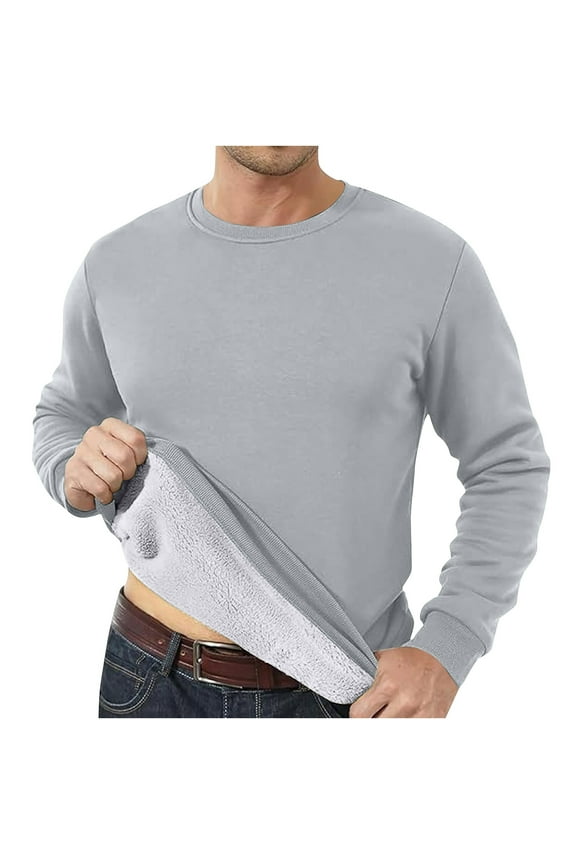 Plus Size Long Sleeve Shirts for Men Terry Athletic Workout Sweat Shirts Casual Pullover Tops,Silver,M