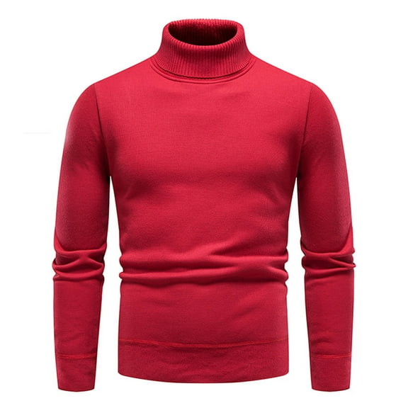 Yiliang Plus Size Sweaters for Men Fall and Winter Long Sleeve Warm and Thermal Top Clothes ,Red,L