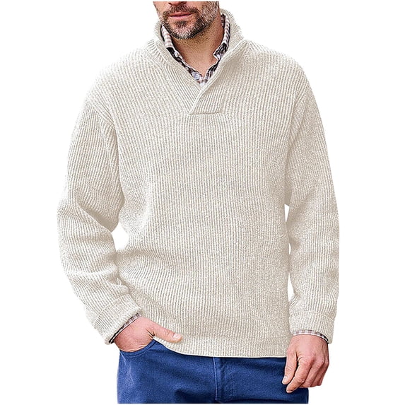 Yiliang Plus Size Sweaters for Men Fall and Winter Long Sleeve Warm and Thermal Top Clothes ,White,2XL