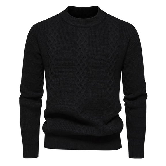 Yiliang Pullover Sweater for Men Fall and Winter Long Sleeve Warm and Thermal Top Clothes ,Black,L
