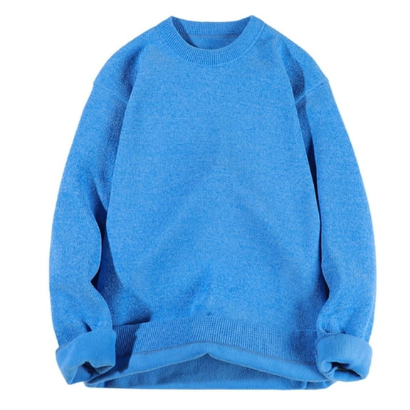 Yiliang Pullover Sweater for Men Fall and Winter Long Sleeve Warm and Thermal Top Clothes ,Blue,L