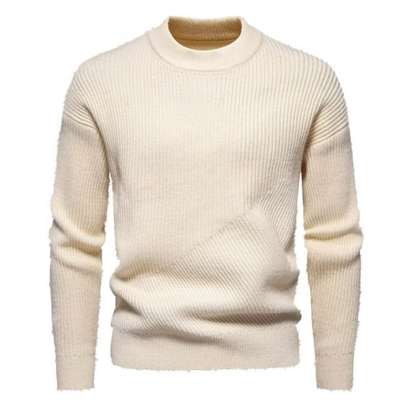 Yiliang Pullover Sweater for Men Fall and Winter Long Sleeve Warm and Thermal Top Clothes ,White,S
