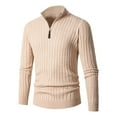 thumbnail image 1 of Yiliang Quarter Zip Half Zip Sweater for Men Fall and Winter Long Sleeve Warm and Thermal Top Clothes ,Beige,2XL, 1 of 6