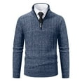 thumbnail image 1 of Yiliang Quarter Zip Sweater for Men Fall and Winter Long Sleeve Warm and Thermal Top Clothes ,Blue,L, 1 of 5