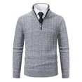 thumbnail image 1 of Yiliang Quarter Zip Sweater for Men Fall and Winter Long Sleeve Warm and Thermal Top Clothes ,Gray,2XL, 1 of 5