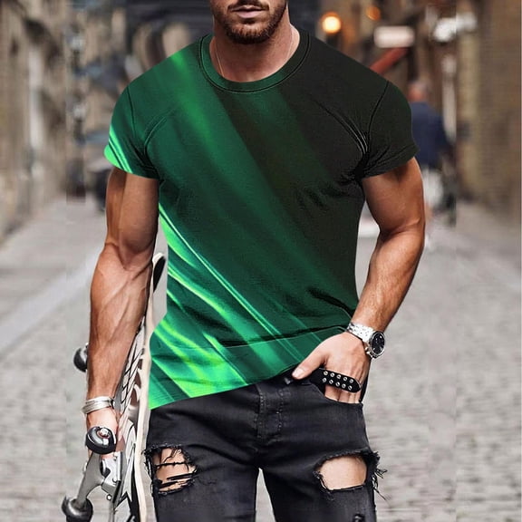 Yiliang Slim Fit Shirts for Men 2025 Summer Print T Shirt Short Sleeve Loose Fit Moisture Wicking Top Breathable and Comfortable Tee