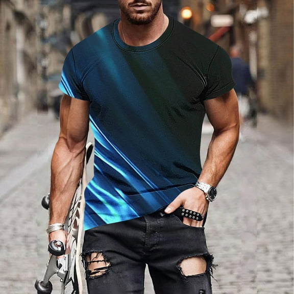 Yiliang Slim Fit Shirts for Men 2025 Summer Print T Shirt Short Sleeve Loose Fit Moisture Wicking Top Breathable and Comfortable Tee