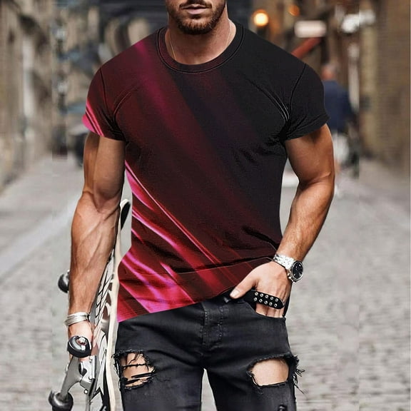 Yiliang Slim Fit Shirts for Men 2025 Summer Print T Shirt Short Sleeve Loose Fit Moisture Wicking Top Breathable and Comfortable Tee