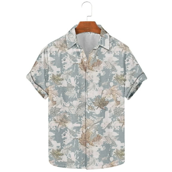 Yiliang T Shirt for Men Aloha T Shirt for Men Large Floral Design Casual Summer Button Front Top Cozy Short Sleeve Tee