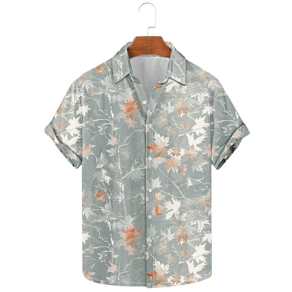Yiliang T Shirt for Men Aloha T Shirt for Men Large Floral Design Casual Summer Button Front Top Cozy Short Sleeve Tee