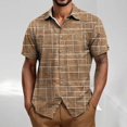 thumbnail image 1 of Yiliang T Shirt for Men Men's Short Sleeve Plaid Button Down T Shirt Casual Summer Beachwear Top, 1 of 5