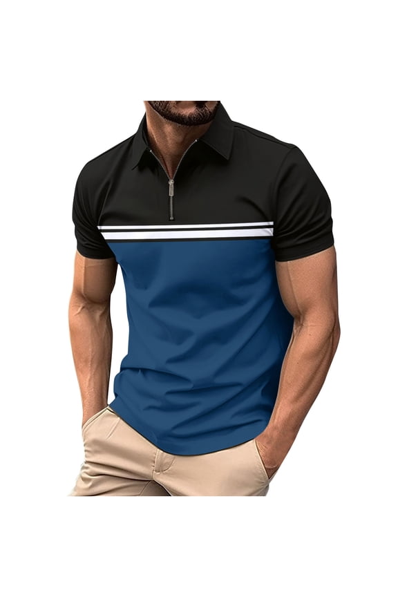 T Shirt for Men Mens Everyday Polo Shirt Turn Down Collar Regular Fit Classic Color Business Casual and Comfortable