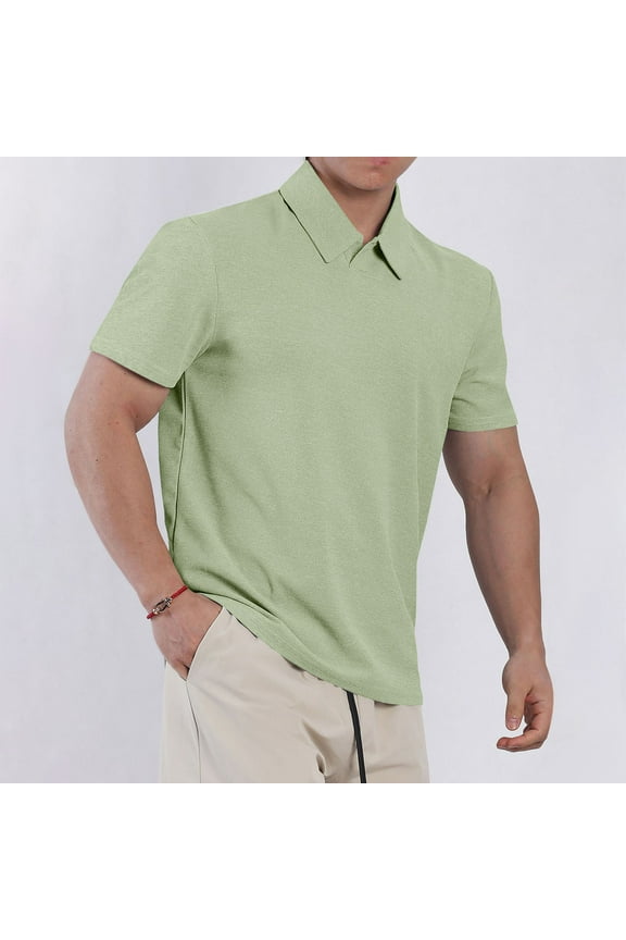 T Shirt for Men Mens Everyday Polo Shirt Turn Down Collar Regular Fit Classic Color Business Casual and Comfortable