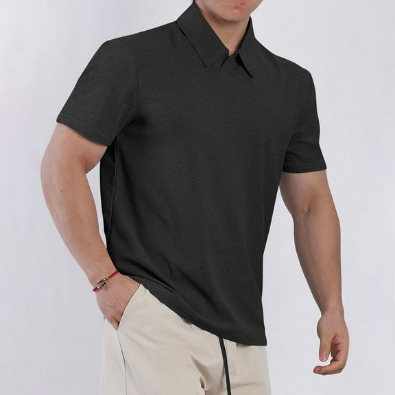 Yiliang T Shirt for Men Mens Everyday Polo Shirt Turn Down Collar Regular Fit Classic Color Business Casual and Comfortable