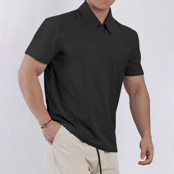 Yiliang T Shirt for Men Mens Everyday Polo Shirt Turn Down Collar Regular Fit Classic Color Business Casual and Comfortable