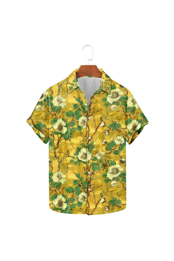 T Shirt for Men Mens Retro Patterned T Shirt with Bold Floral Design Vacation and Daily Wear