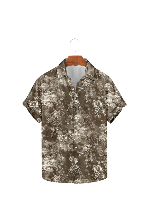 T Shirt for Men Mens Retro Patterned T Shirt with Bold Floral Design Vacation and Daily Wear