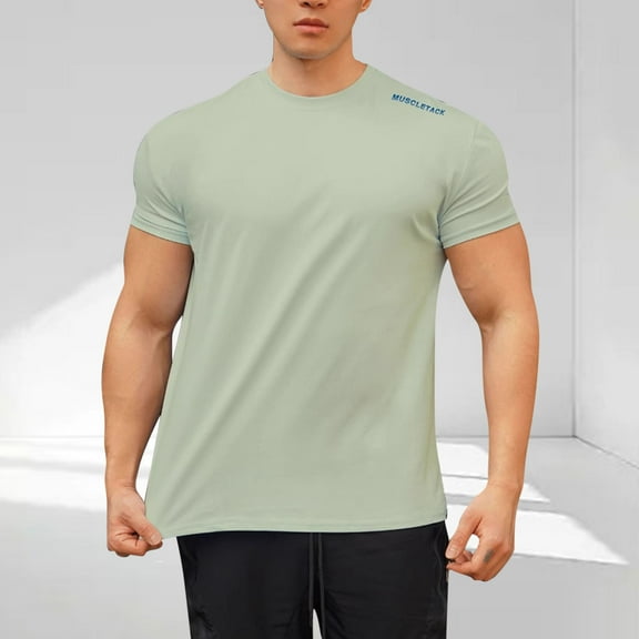 Yiliang T Shirts for Men Men's Casual Summer Short Sleeved Top Plain Round Neck Tee Fitness T Shirts