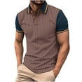 thumbnail image 1 of Yiliang T Shirts for Men Timeless Pinstriped ColorBlock Polo Shirt Slim Fit Trendy Cozy T Shirt Short Sleeve Top, 1 of 4