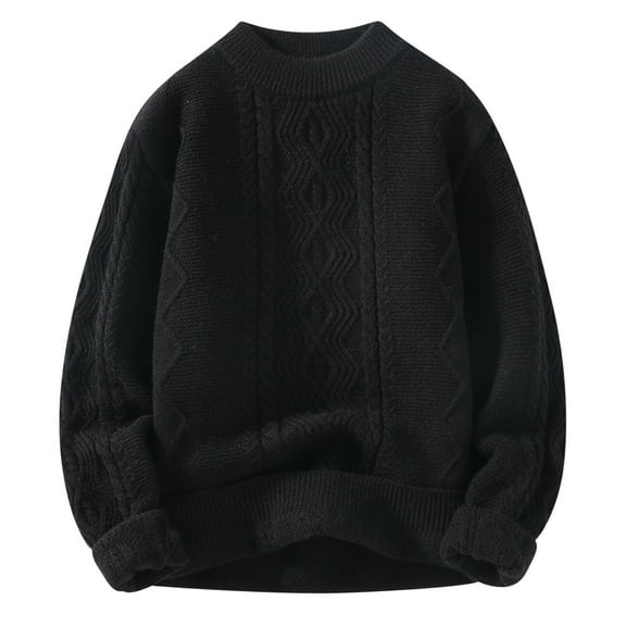 Yiliang cotton Sweater for Men Fall and Winter Long Sleeve Warm and Thermal Top Clothes ,Black,XL