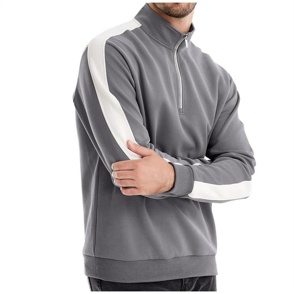 Yiliang cotton Sweater for Men Fall and Winter Long Sleeve Warm and Thermal Top Clothes ,Gray,S