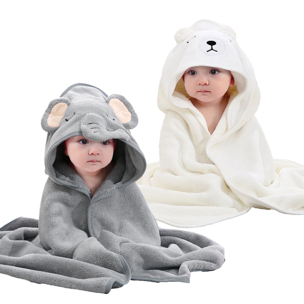 Yiliangx 2 PCS Baby Hooded Towels Soft Cotton Baby Bath Towel,31.5 x 31.5" Ultra Absorbent Towel for Newborn Toddler Infants Babie Gifts