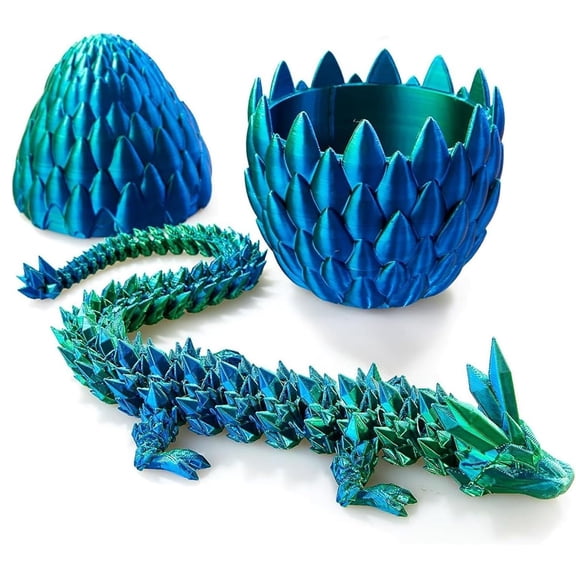 3D Printed Dragon Egg Model 12" Movable Desk Decor Fidget Toy Collectible Home Office Decor for Adults,Scale Blue Green