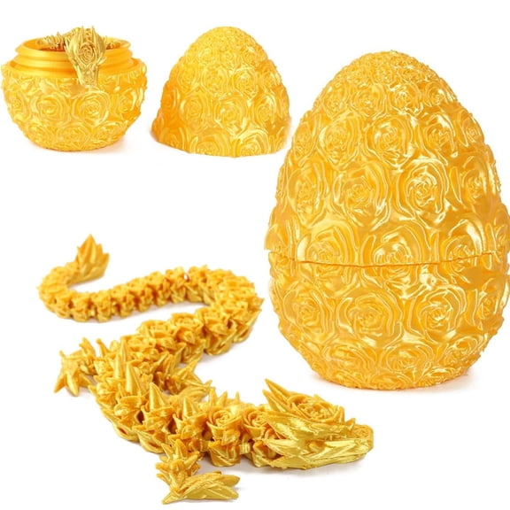 3D Printed Articulated Dragon Egg - Pen Holder, Succulent Pot, Candy Jar - Unique Home Decor Fidget Toy GiftGloden Rose