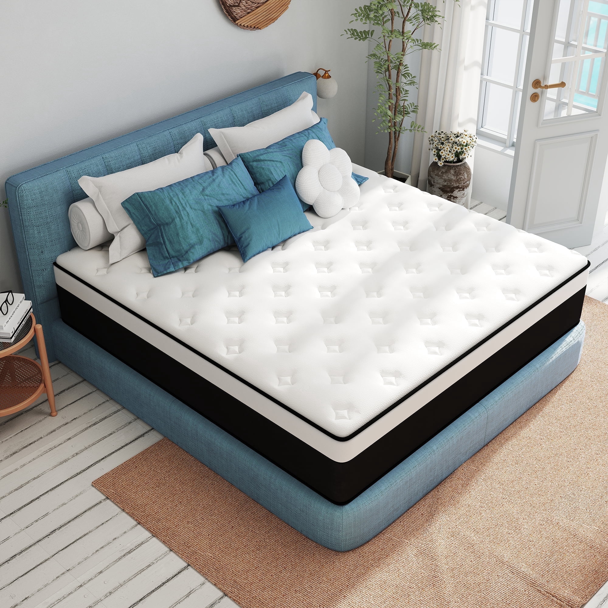 Yilicy 12 inch Queen Mattress Cooling Gel Memory Foam Hybrid Mattress in a box, Pocketed, Medium