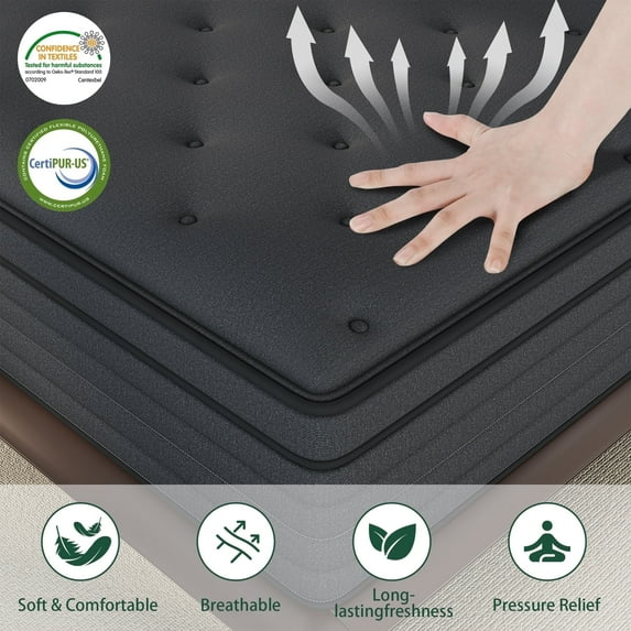Yilicy Mattress 14 inch Queen Size, Gel Memory Foam Hybrid Mattress in a Box, Cozy Sleep