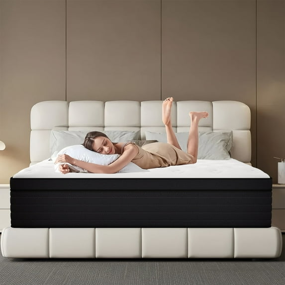 Yilicy Queen Mattress 10 inch Memory Foam and Spring Hybrid Mattress in a Box Pressure Relief, Breathable
