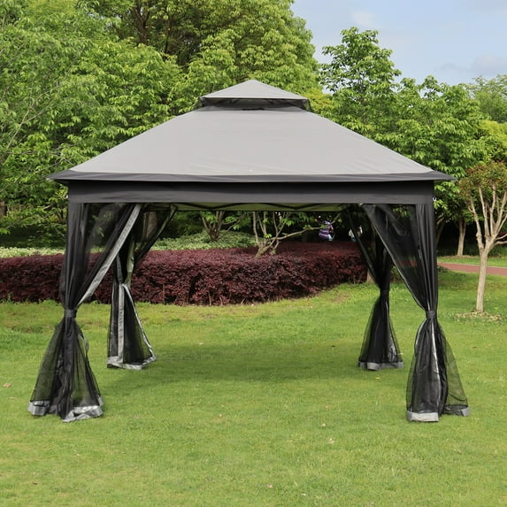 Yilufa Outdoor 11x 11Ft Pop Up Gazebo Canopy With Removable Zipper Netting,2-Tier Soft Top Event Tent,Suitable For Patio Backyard Garden Camping