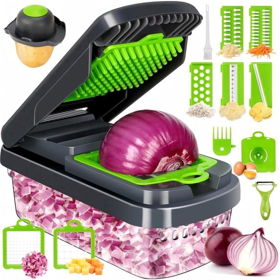 Yilush The Real Original Pro Chopper since 2013 Vegetable Chopper Mandoline Slicer, 8 Blade Food Veggie Chopper Onion Vegetable Cutter with Container, Kitchen Gadgets & Essentials, (10 in 1)