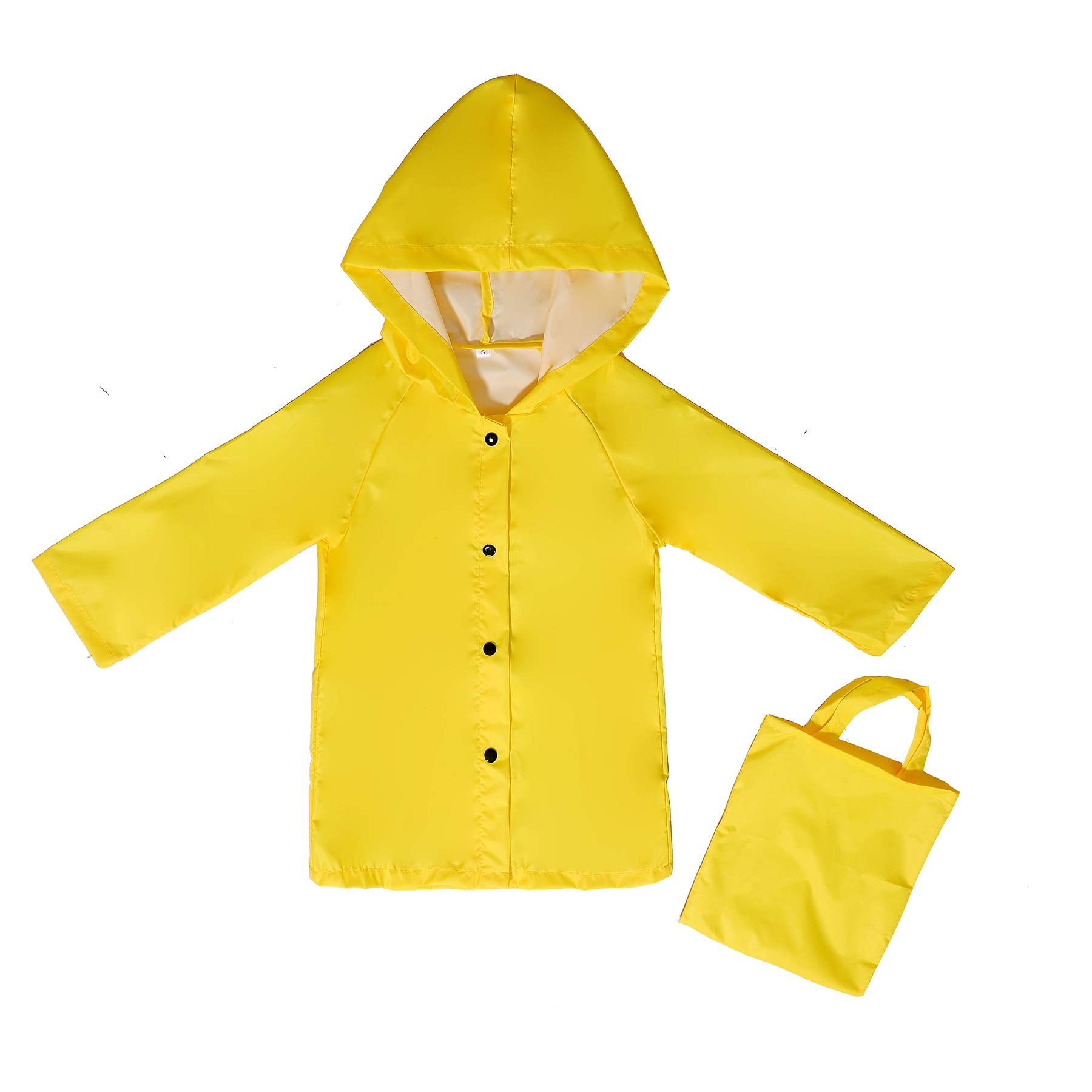 Yiluweinir Age 310T Girls Yellow Rain Jacket Kids Hooded Button Down